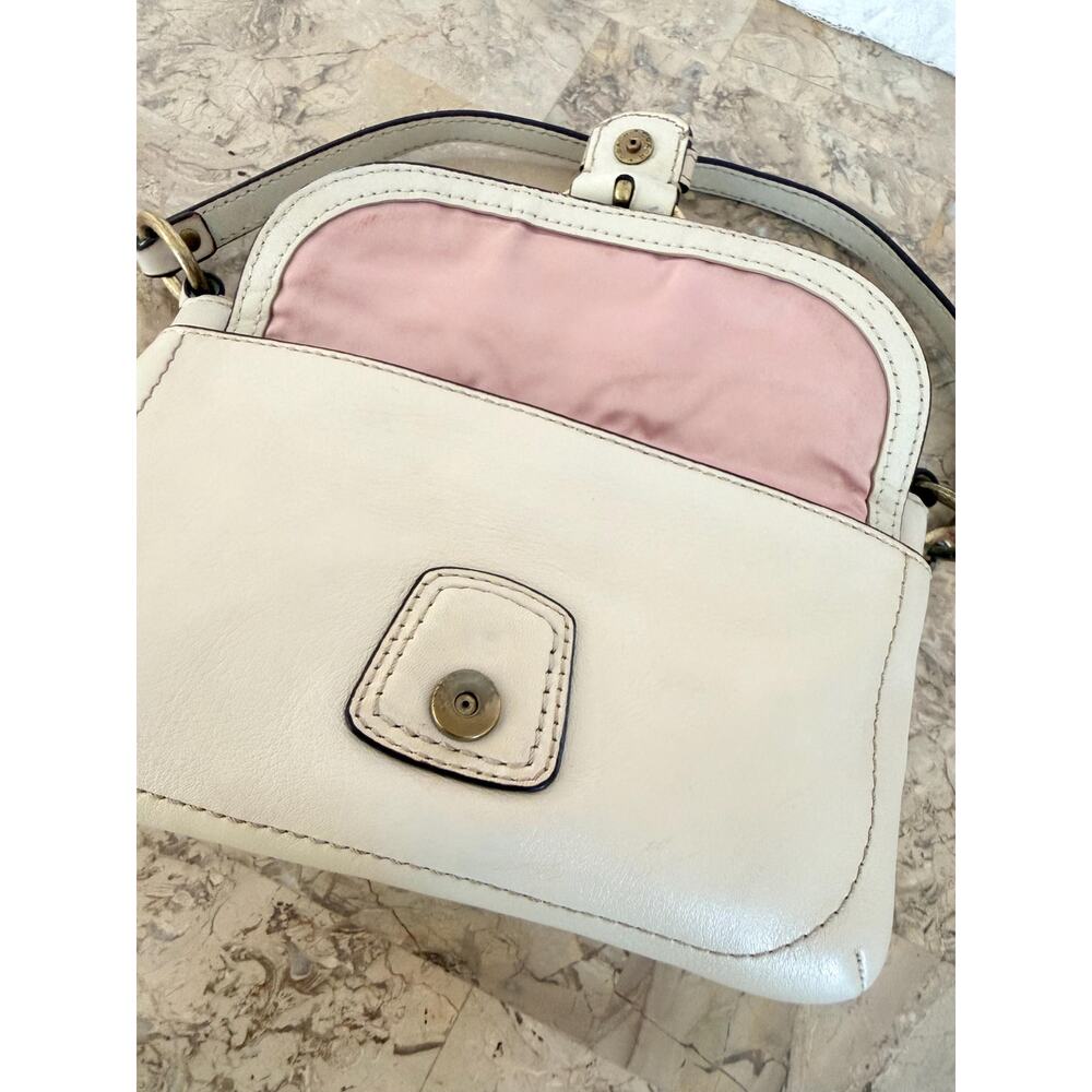 Coach Poppy cream Leather Whipstitch Shoulder Bag wristlet - Picture 11 of 15